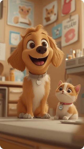 Imagem do produto, cachorrinho e gatinho no Petshop